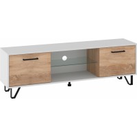 Tv galdiņš BOSS-13 160, Balts/Gaišais ozols